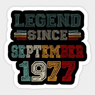 46 Years Old Legend Since September 1977 46th Birthday Sticker